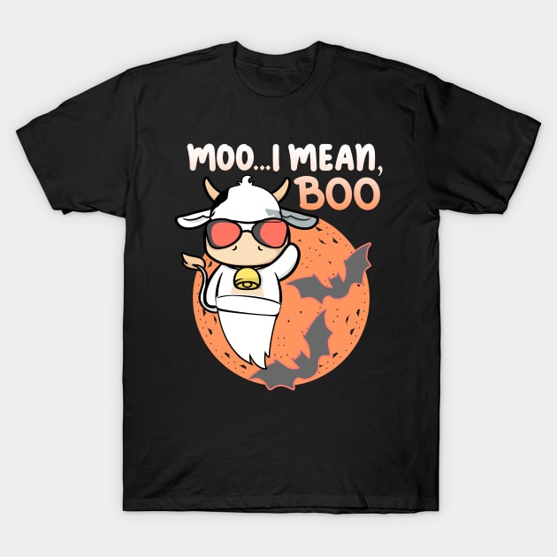 Ghost Cow Halloween Moo , I mean Boo, Funny Cow Lover T-Shirt by alcoshirts